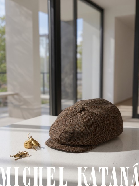 Кепка с козырьком, 8ми-клинка Мужская-Унисекс TWEED EDINBURG TERRELLE из твида (Плотная Костюмно-Блейзерная ШЕРСТЬ) TWEED.8-EDINBURG/TERRELLE